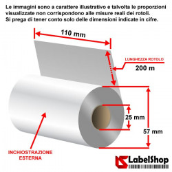 Ribbon ARGENTO 110x200 ink out WAX RESIN - Nastro carbongrafico colorato SILVER CERA RESINA per stampa a trasferimento termico