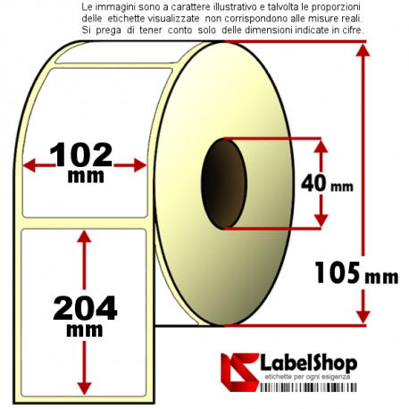 Rotolo da 500 etichette adesive mm 100x100 Termiche 1 pista anima 40