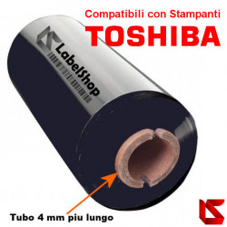 Ribbon per Toshiba 110 mm x 300 m cera wax alta qualità anima 118 mm con tacche foro 25mm