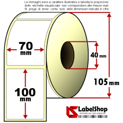 Rotolo da 500 etichette adesive mm 70x100 Termiche 1 pista anima 40