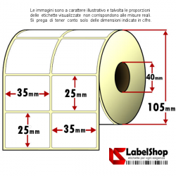 Rotolo da 4000 etichette adesive mm 35x25 Termiche 2 piste anima 40