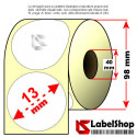 Rotolo da 2500 etichette adesive circolari diametro 13 mm Termiche anima 40 colla permanente