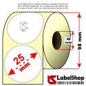 Rotolo da 1500 etichette adesive circolari vellum diametro 25 mm collante permanente
