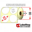 Rotolo da 3000 etichette adesive circolari vellum diametro 25 mm doppia fila colla permanente