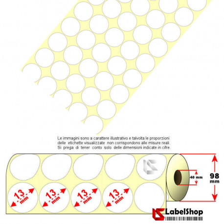 Rotolo etichette adesive tonde diametro 13 mm - 5 piste