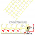 Rotolo da 12500 etichette adesive circolari vellum diametro 13 mm a 5 piste colla permanente