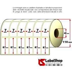 Rotolo etichette adesive mm 7x87 Termiche 6 piste anima 40