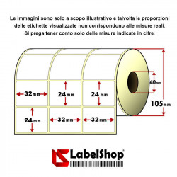 Rotolo da 6000 etichette adesive mm 32x24 Vellum 3 piste anima 40