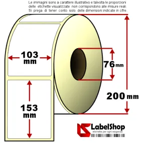 Rotolo da 1400 etichette adesive mm 100x150 Vellum  foro 76