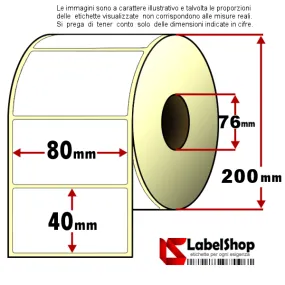 Rotolo da  3800 etichette adesive mm 80x40 vellum anima 76