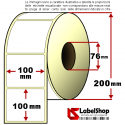 Rotolo industriale da 2000 etichette adesive mm 100x100 Carta vellum foro 76