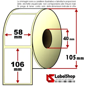 Rotolo da 500 etichette adesive mm  58x106 Vellum  anima 40
