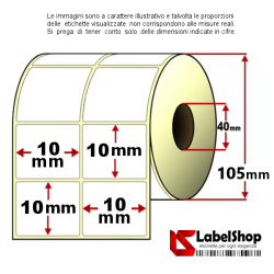 Rotolo da 7000 etichette adesive mm 10x10 vellum 2 piste anima 40