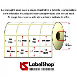 Rotolo da 14000 etichette adesive mm 10x10 Termiche dirette 4 piste anima 40