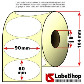 Rotolo da 1500 etichette adesive ovali 70x35  vellum trasferimento termico