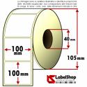 Stock di 10 rotoli da 500 etichette adesive mm 100x100 carta vellum (collante blando)