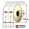 Rotolo da 666 etichette adesive mm 60x160 Carta Vellum 2 piste anima 40