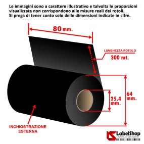 Ribbon 80x300 m wax resin cera resina ink out