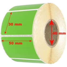 Rotolo da 1200 etichette Termiche adesive colore verdeo mm 50x30 - foro 40mm