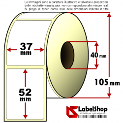 Rotolo da 1000 etichette adesive mm 37x52 in carta Termica diretta anima 40