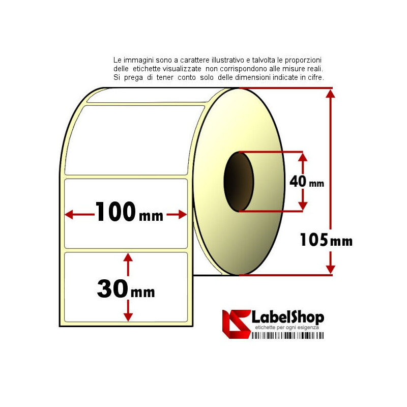 etichette termiche in rotoli 100x30