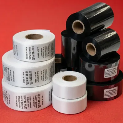 etichette nastri e ribbon per composizioni tessili