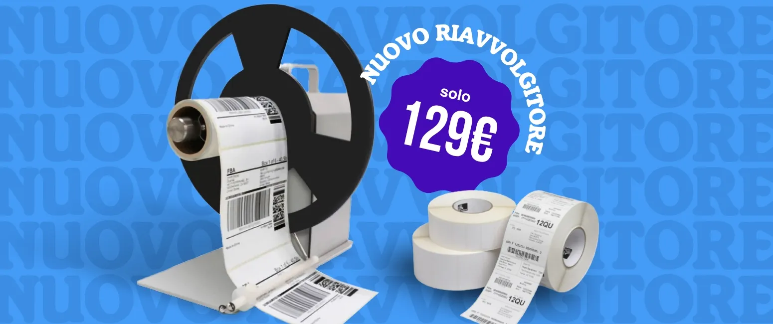Riavvolgitore esterno per rotoli etichette
